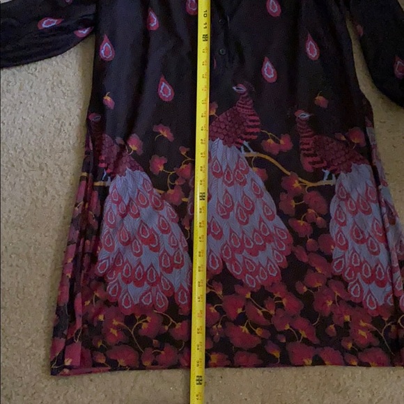 Vintage Sheer Peacock Chiffon Tunic Shirt - Picture 6 of 8